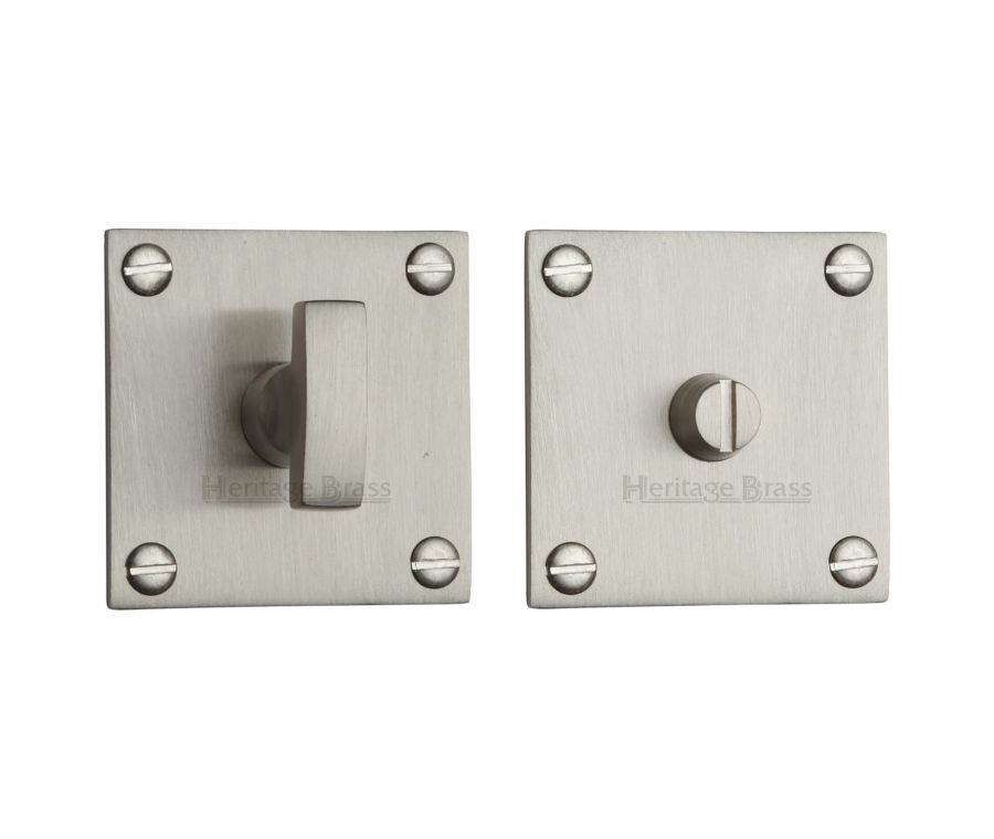 Satin Nickel Square Bathroom Turn & Release - BAU1555