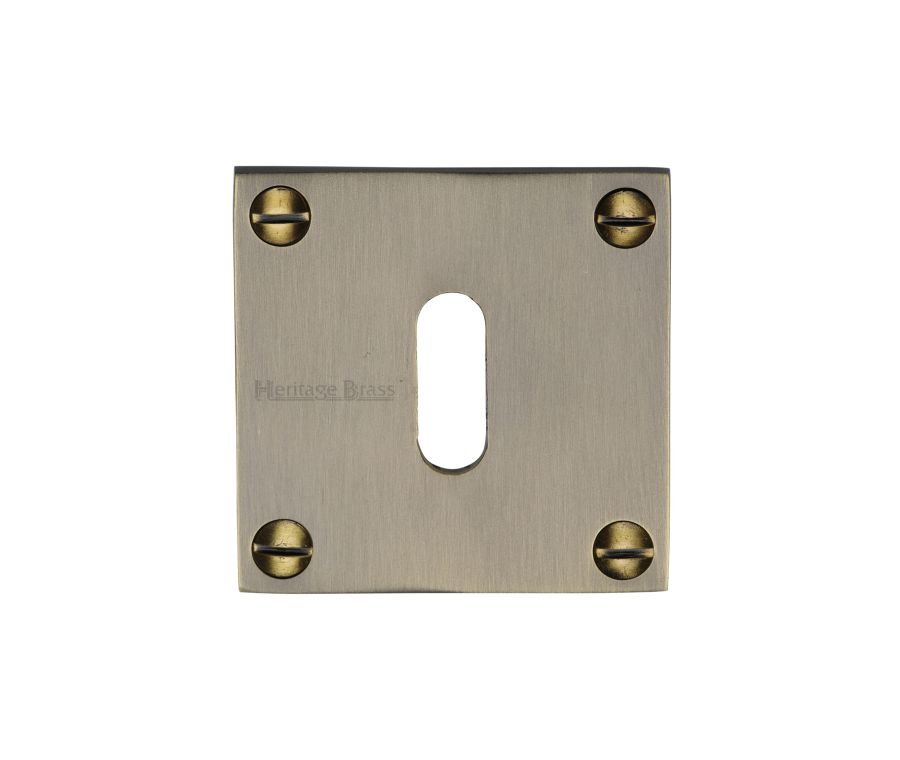 Antique Brass Standard Key Escutcheon Square - BAU1556