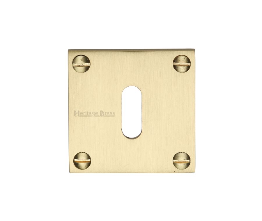 Satin Brass Standard Key Escutcheon Square - BAU1556