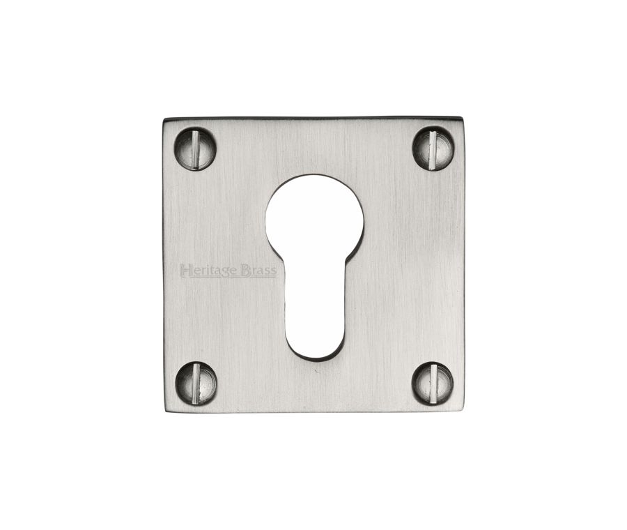Satin Nickel Euro Profile Cylinder Escutcheon Square  - BAU1558