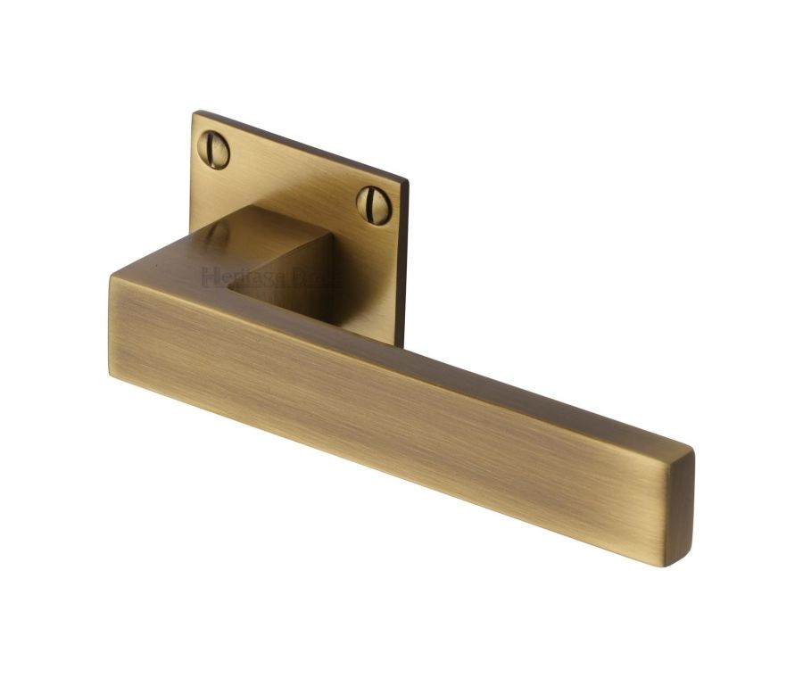 Antique Brass Delta BH Door Handle on Square Rose