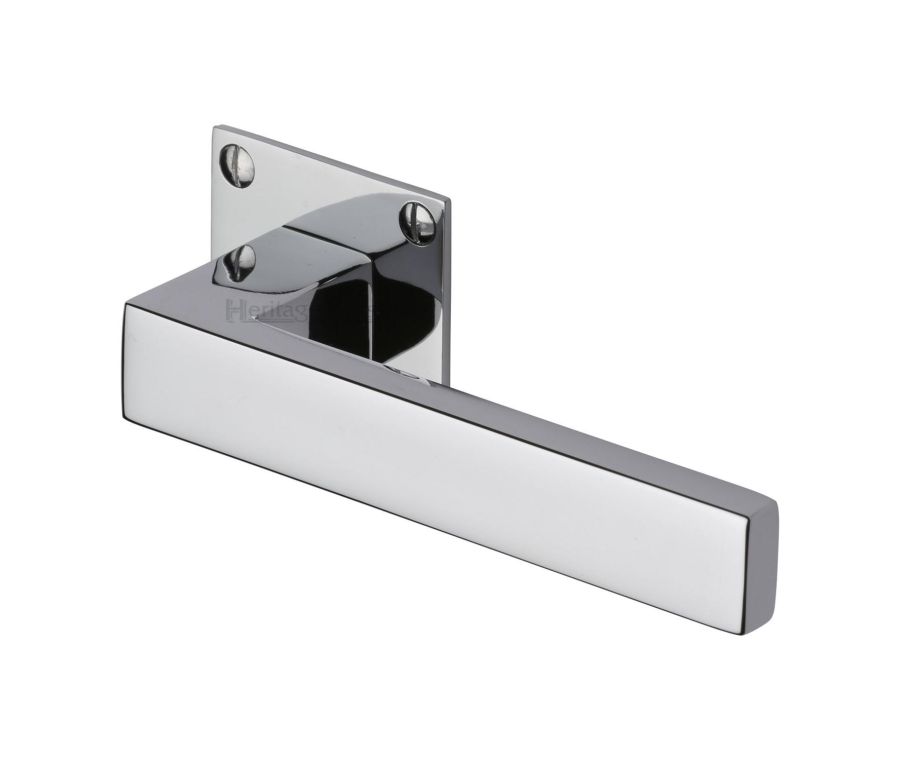 Polished Chrome Delta BH Door Handle on Square Rose