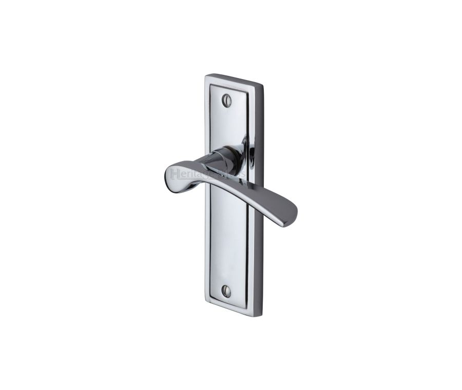 Heritage Brass Polished Chrome Boston Door Handle on Plate - Lever Latch