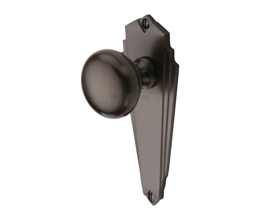 Heritage Brass Matt Bronze Broadway Door Knob on Plate - Lever Latch