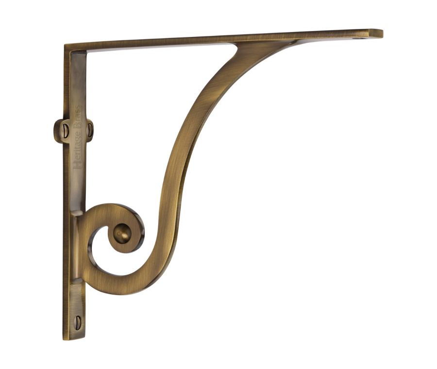 Heritage Brass Antique Brass Ornate Shelf Bracket | BR2170 8-AT