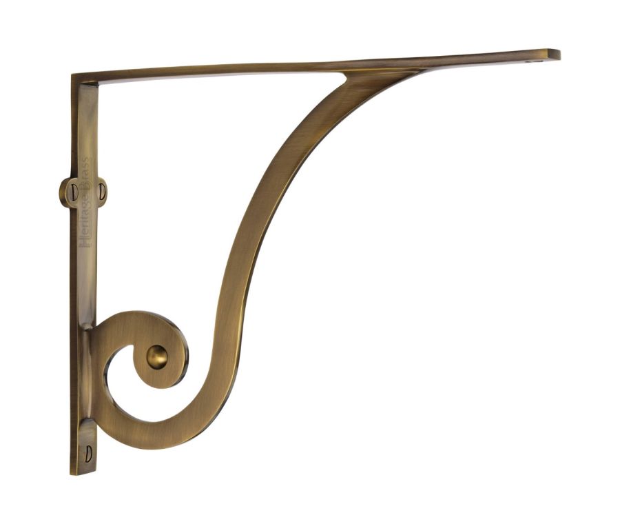Heritage Brass Antique Brass Ornate Shelf Bracket | BR2170 10-AT