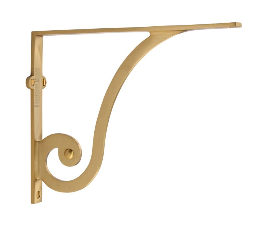 Heritage Brass Satin Brass Ornate Shelf Bracket  |  BR2170 10-SB