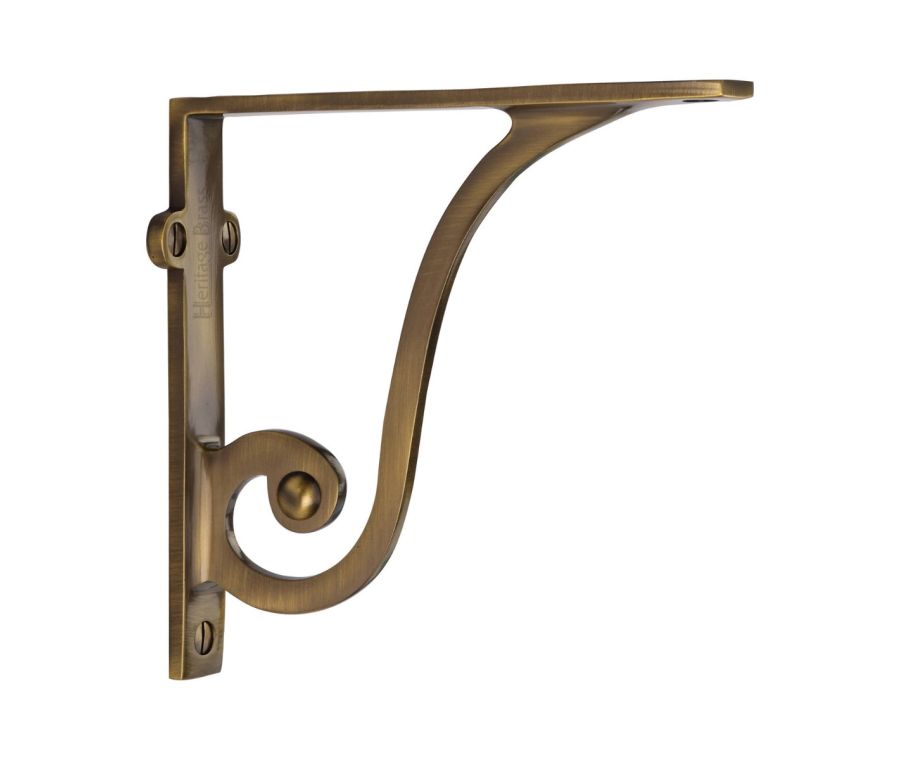 Heritage Brass Antique Brass Ornate Shelf Bracket | BR2170 6-AT