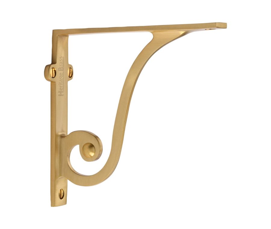 Heritage Brass Satin Brass Ornate Shelf Bracket  |  BR2170 6-SB