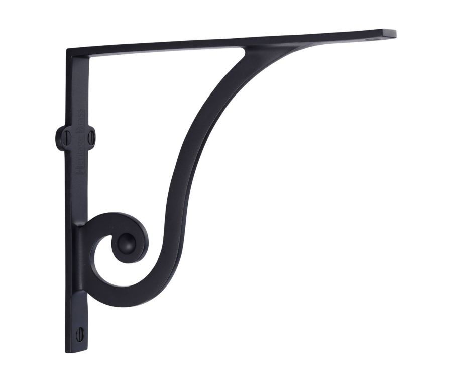 Heritage Brass Matt Black Ornate Shelf Bracket  |  BR2170 8-BKMT