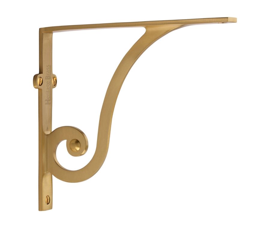 Heritage Brass Satin Brass Ornate Shelf Bracket  |  BR2170 8-SB