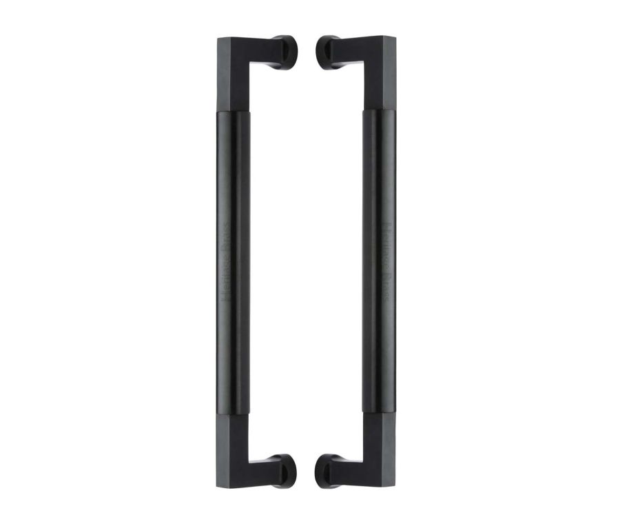 Heritage Brass Matt Black Bauhaus Back to Back Door Pull Handle 330mm