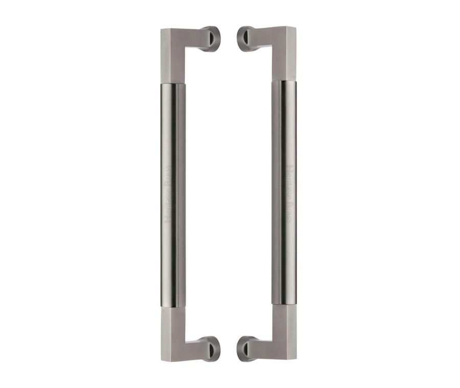 Heritage Brass Satin Nickel Bauhaus Back to Back Door Pull Handle 330mm
