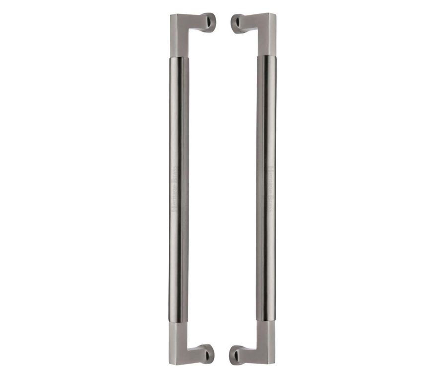 Heritage Brass Satin Nickel Bauhaus Back to Back Door Pull Handle 483mm