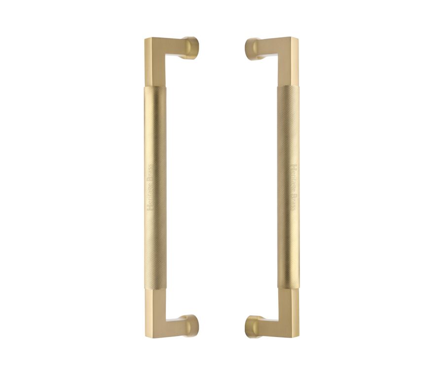 Heritage Brass Satin Brass Bauhaus Knurled Back to Back Door Pull Handle 330mm
