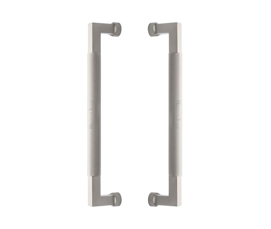 Heritage Brass Satin Nickel Bauhaus Knurled Back to Back Door Pull Handle 330mm