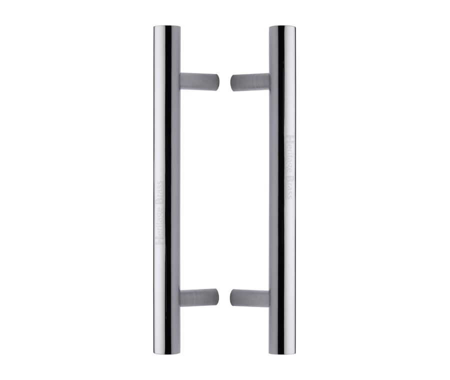 Heritage Brass Polished Chrome T Bar Back to Back Door Pull Handle 305mm