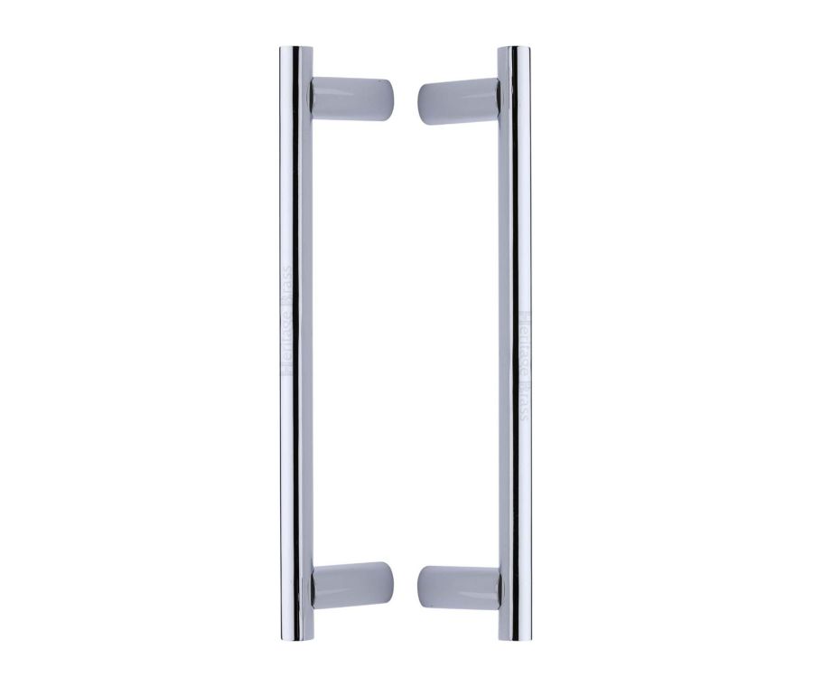 Heritage Brass Polished Chrome Bar Back to Back Door Pull Handle 336mm