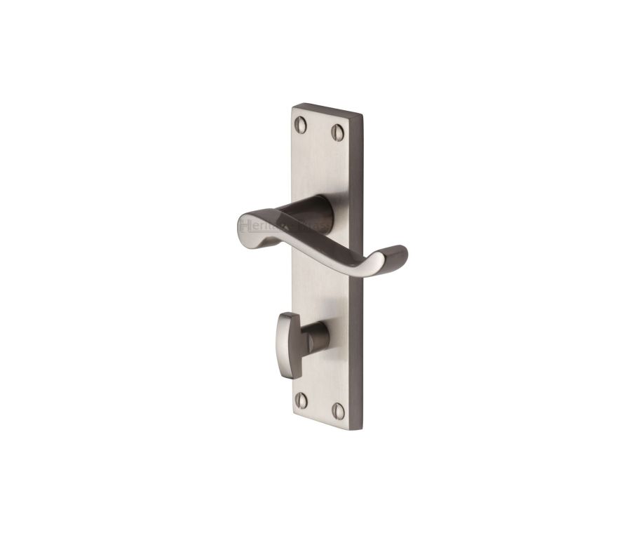 Heritage Brass Satin Nickel Builders' Range Door Handle on Plate - Bathroom Set