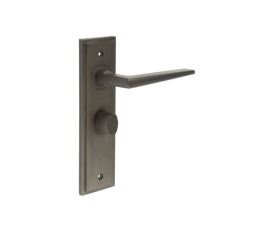 Set Burlington Dark Bronze Mayfair Lever on Bathroom Lock Plate c/c 57mm  | BUR10-453-81DB