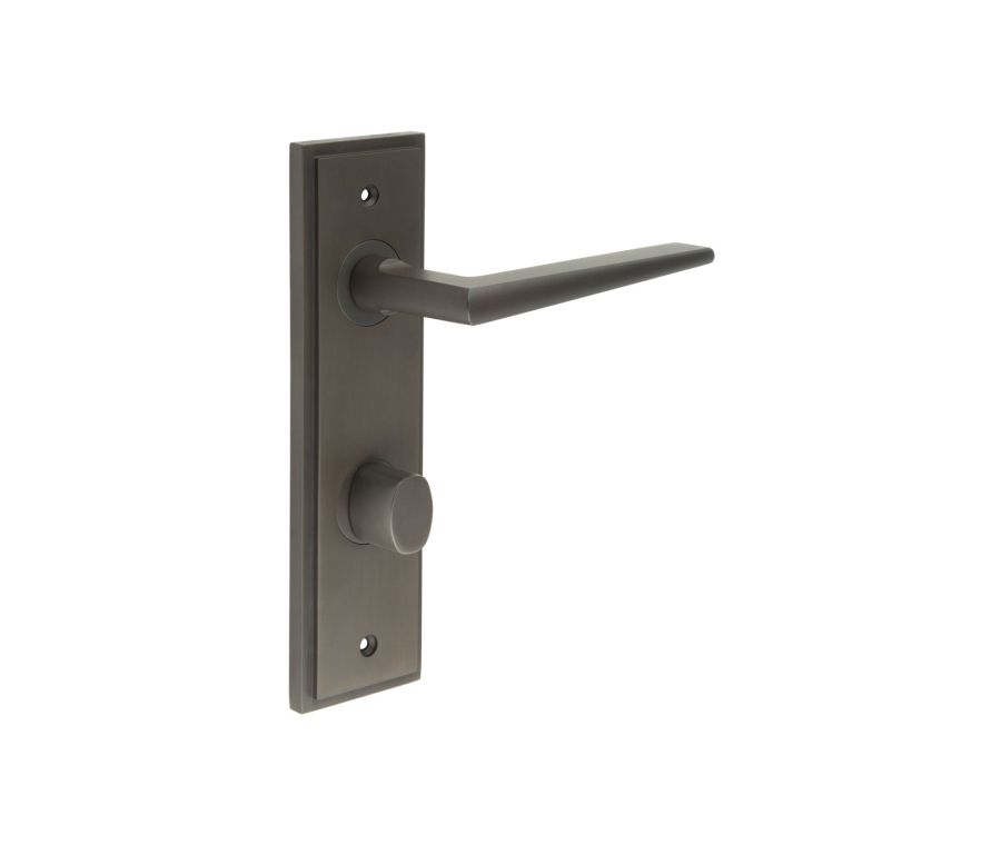 Set Burlington Dark Bronze Mayfair Lever on Bathroom Lock Plate c/c 78mm  | BUR10-456-81DB