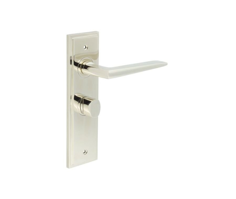 Set Burlington Polished Nickel Mayfair Lever on Bathroom Lock Plate c/c 57mm  | BUR10-453-81PN