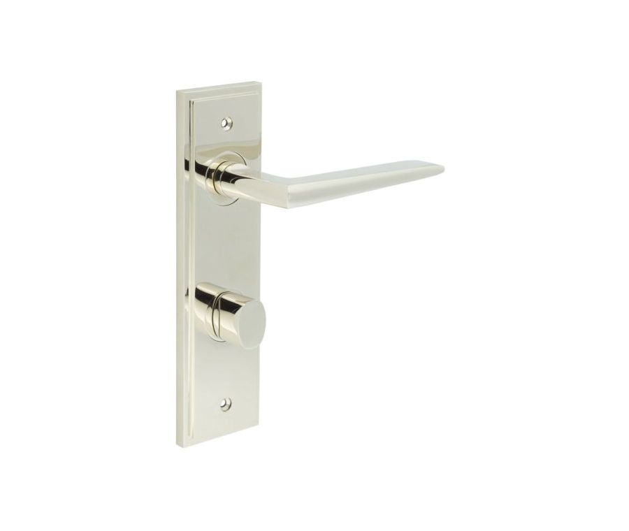 Set Burlington Polished Nickel Mayfair Lever on Bathroom Lock Plate c/c 78mm  | BUR10-456-81PN