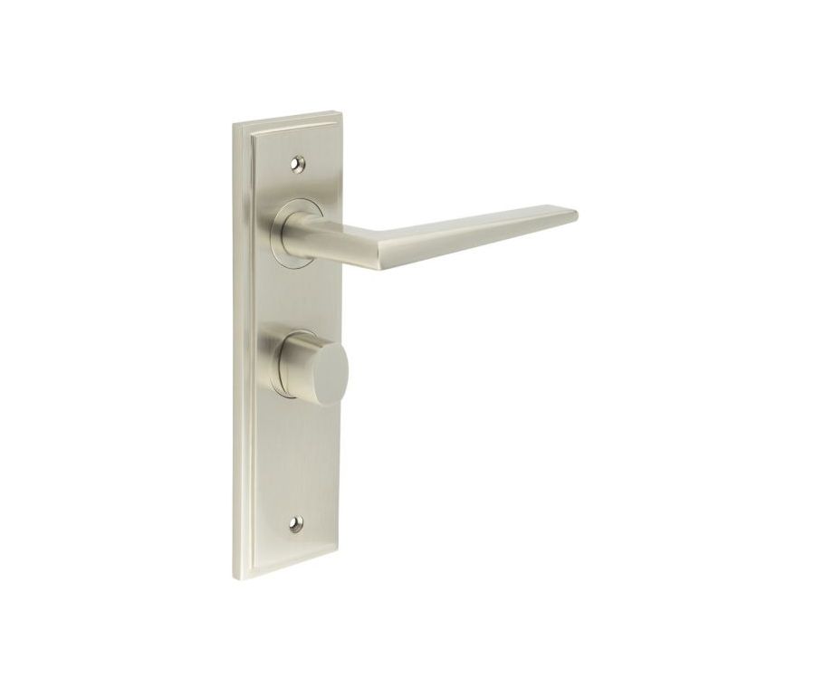 Set Burlington Satin Nickel Mayfair Lever on Bathroom Lock Plate c/c 57mm  | BUR10-453-81SN