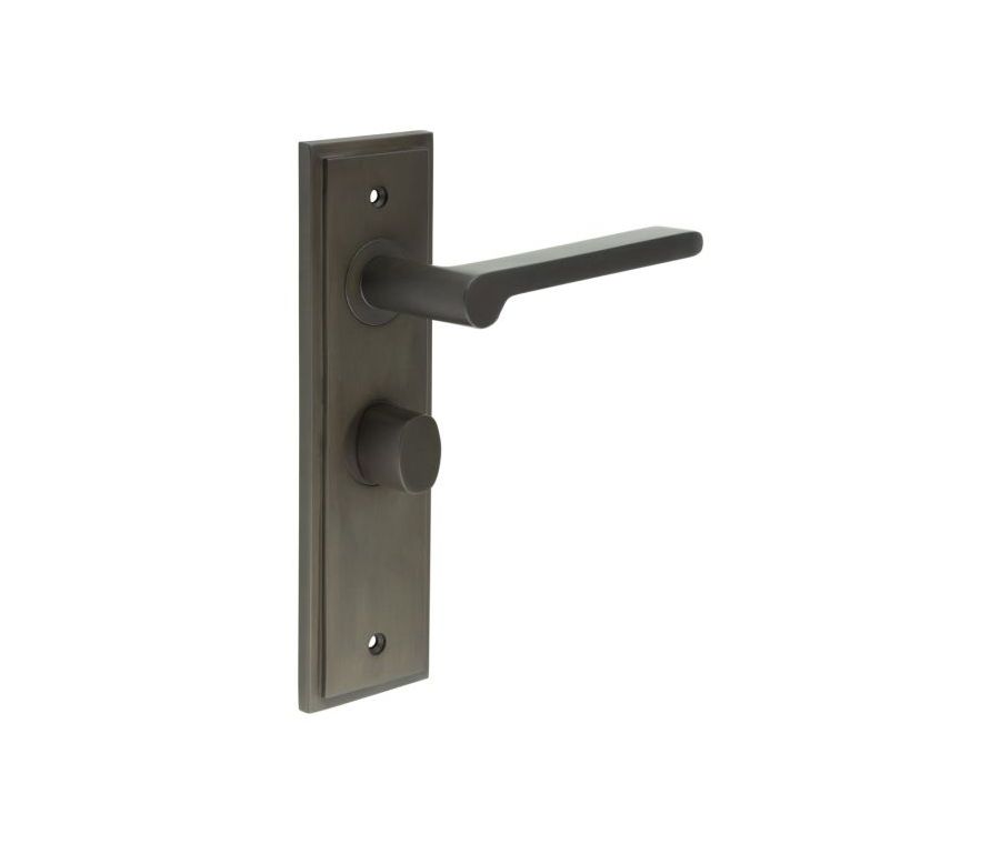 Set Burlington Dark Bronze Fitzrovia Lever on Bathroom Lock Plate c/c 57mm  | BUR15-453-81DB
