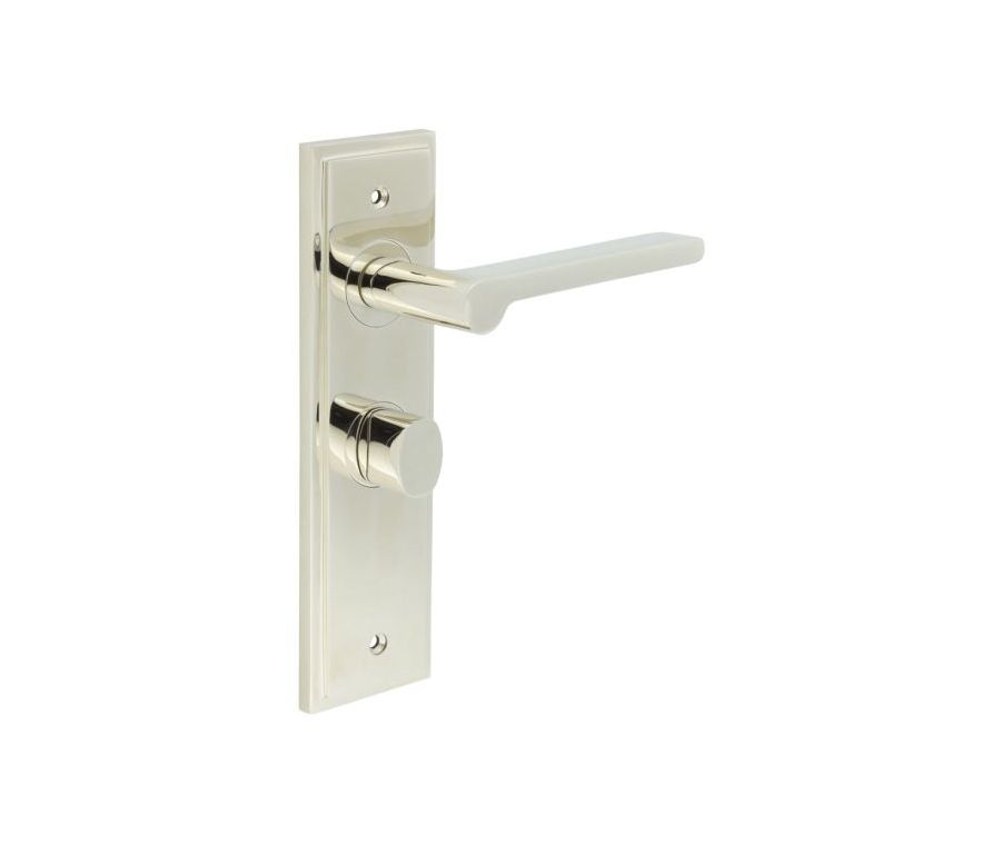 Set Burlington Polished Nickel Fitzrovia Lever on Bathroom Lock Plate c/c 57mm  | BUR15-453-81PN