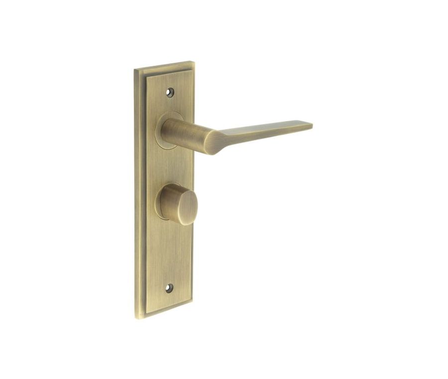 Set Burlington Antique Brass Knightsbridge Lever on Bathroom Lock Plate c/c 57mm  | BUR20-453-81AB