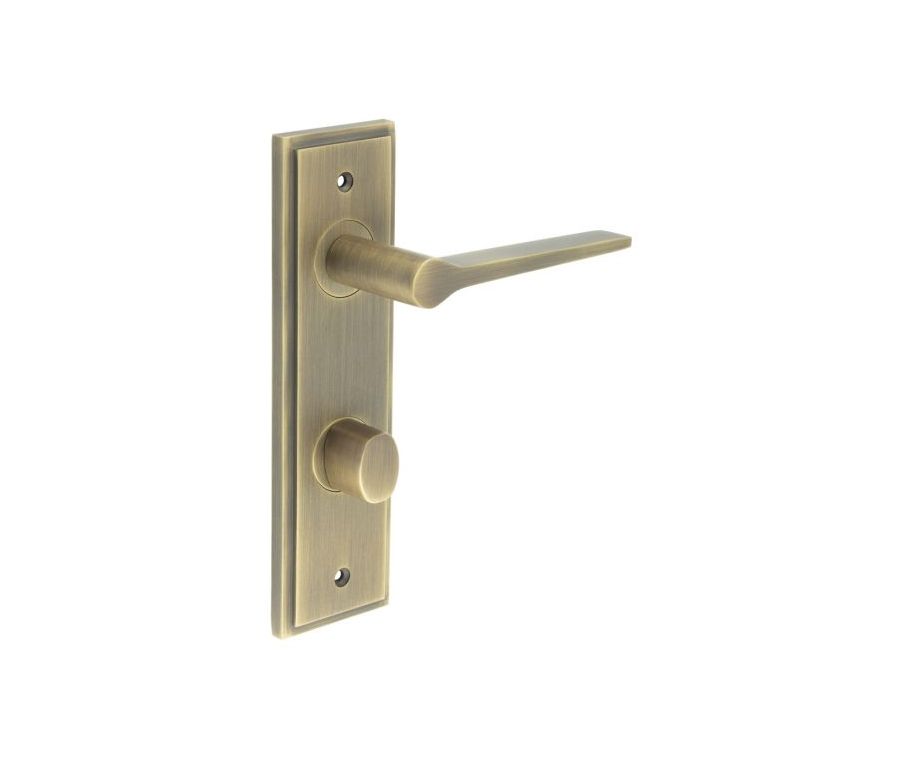 Set Burlington Antique Brass Knightsbridge Lever on Bathroom Lock Plate c/c 78mm | BUR20-456-81AB