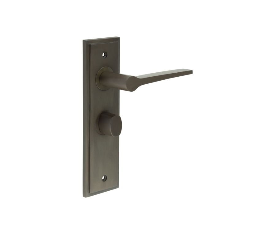 Set Burlington Dark Bronze Knightsbridge Lever on Bathroom Lock Plate c/c 57mm  | BUR20-453-81DB