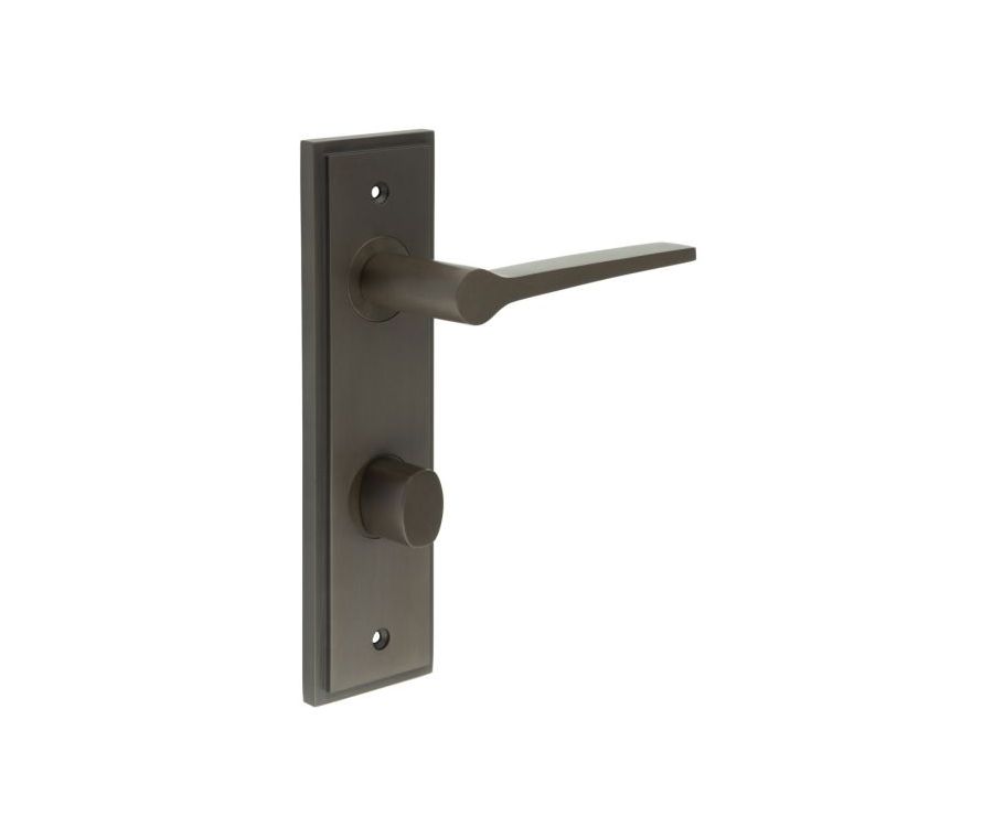 Set Burlington Dark Bronze Knightsbridge Lever on Bathroom Lock Plate c/c 78mm | BUR20-456-81DB