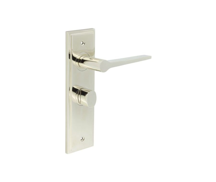 Set Burlington Polished Nickel Knightsbridge Lever on Bathroom Lock Plate c/c 57mm | BUR20-453-81PN