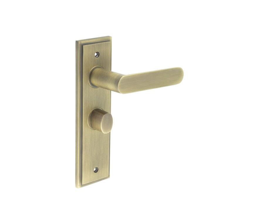 Set Burlington Antique Brass Kensington Lever on Bathroom Lock Plate c/c 57mm  | BUR25-453-81AB