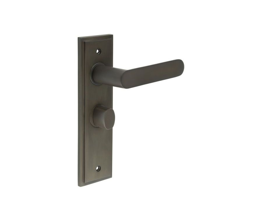 Set Burlington Dark Bronze Kensington Lever on Bathroom Lock Plate c/c 57mm  | BUR25-453-81DB