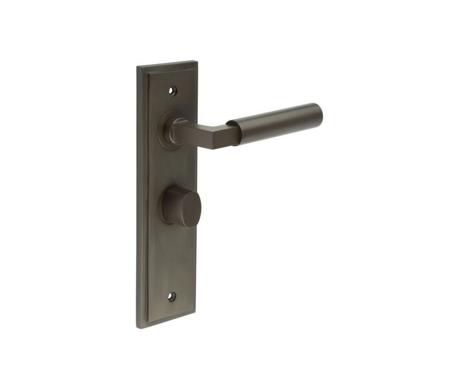 Set Burlington Dark Bronze Westminster Lever on Bathroom Lock Plate c/c 57mm  | BUR30-453-81DB