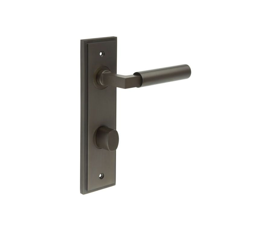 Set Burlington Dark Bronze Westminster Lever on Din Bathroom Lock Plate c/c 78mm  | BUR30-456-81DB