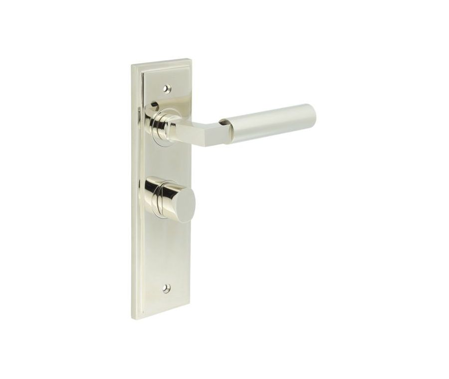Set Burlington Polished Nickel Westminster Lever on Bathroom Lock Plate c/c 57mm  | BUR30-453-81PN