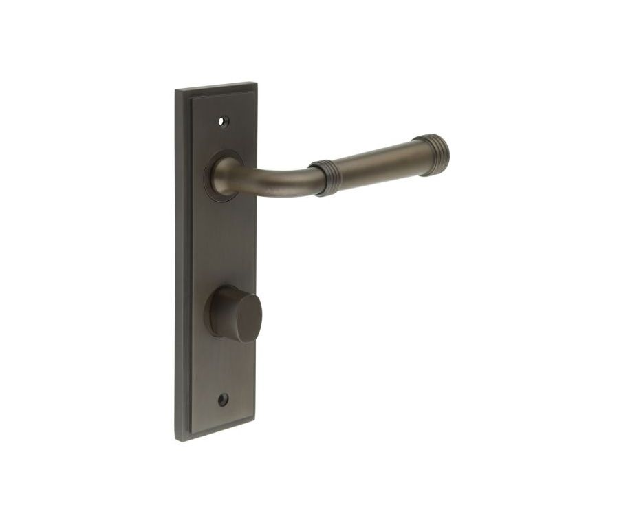 Set Burlington Dark Bronze Highgate Lever on Din Bathroom Lock Plate c/c 78mm  | BUR35-456-81DB