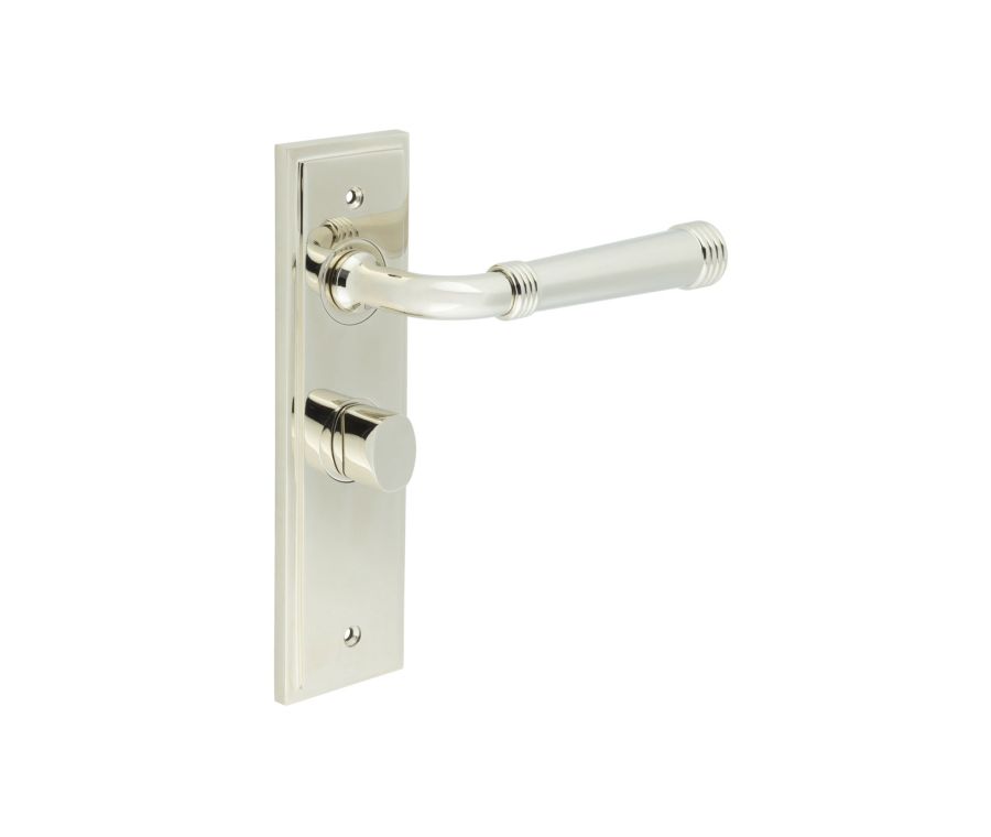 Set Burlington Polished Nickel Highgate Lever on Bathroom Lock Plate c/c 57mm  | BUR35-453-81PN