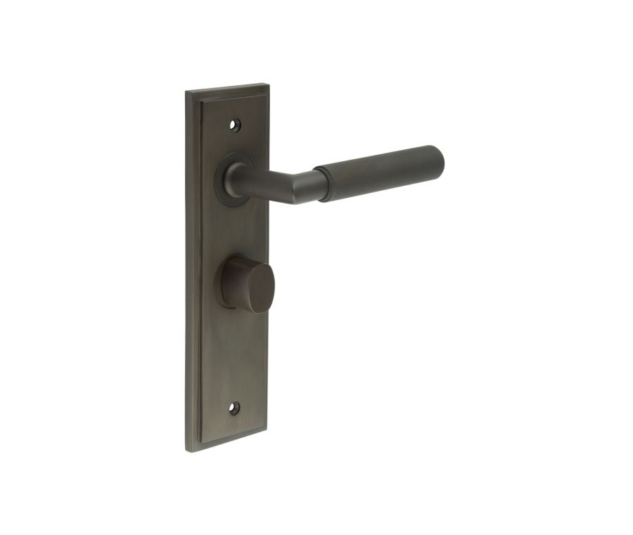 Set Burlington Dark Bronze Piccadilly Lever on Bathroom Lock Plate c/c 57mm  | BUR40-453-81DB