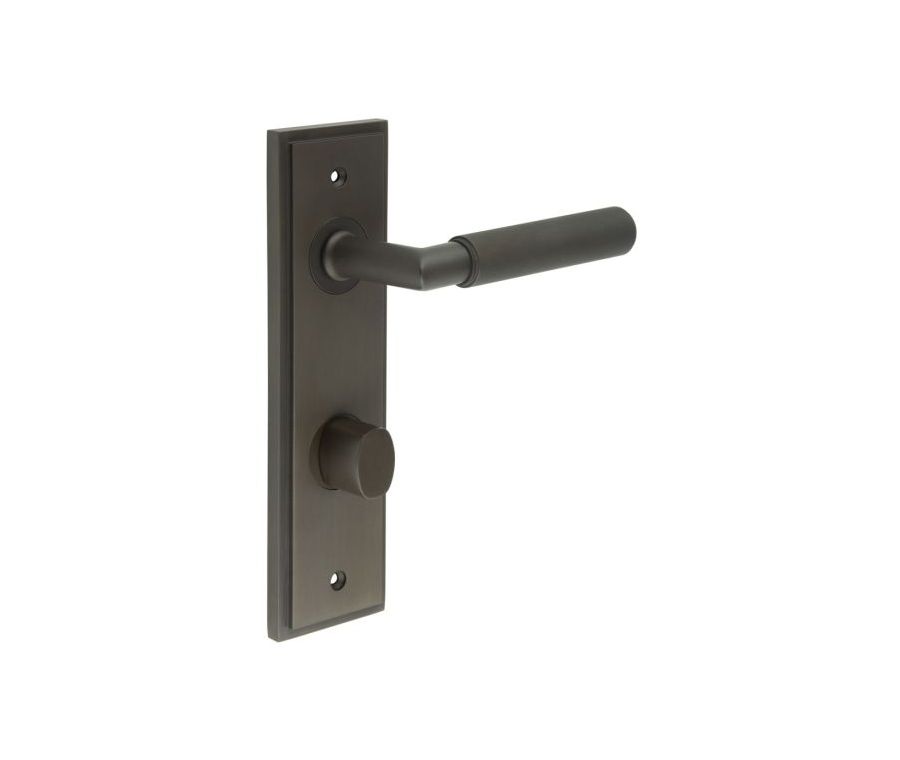 Set Burlington Dark Bronze Piccadilly Lever on Din Bathroom Lock Plate c/c 78mm  | BUR40-456-81DB
