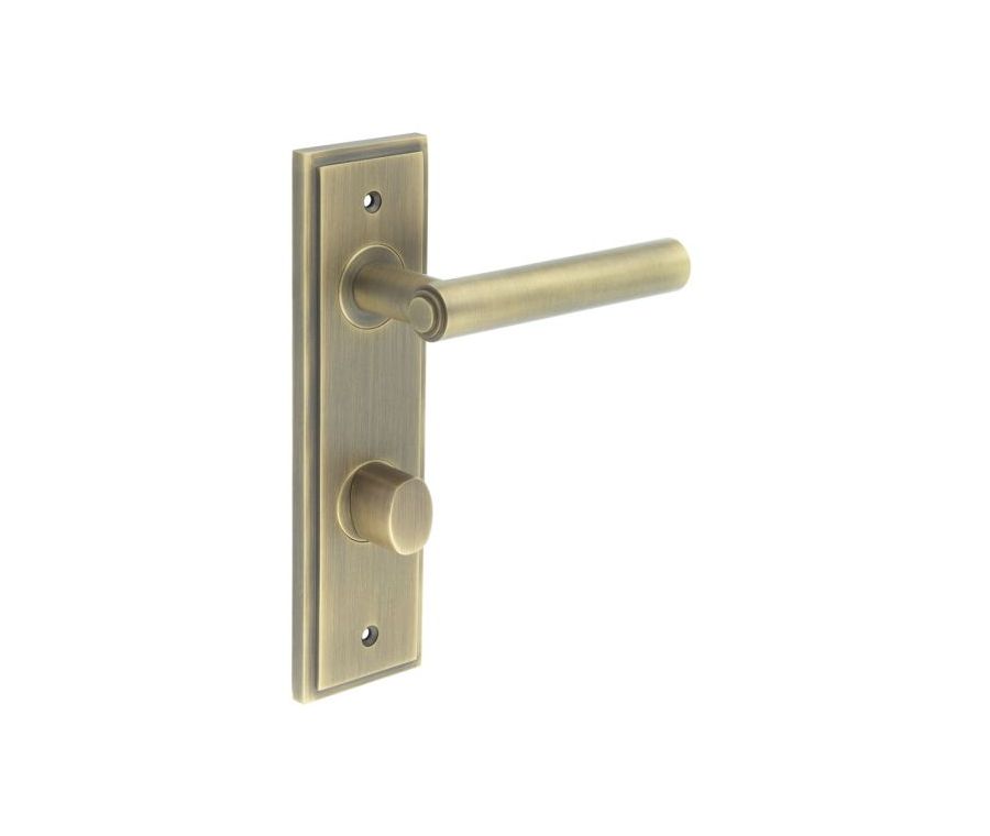 Set Burlington Antique Brass Richmond Lever on Din Bathroom Lock Plate c/c 78mm  | BUR45-456-81AB
