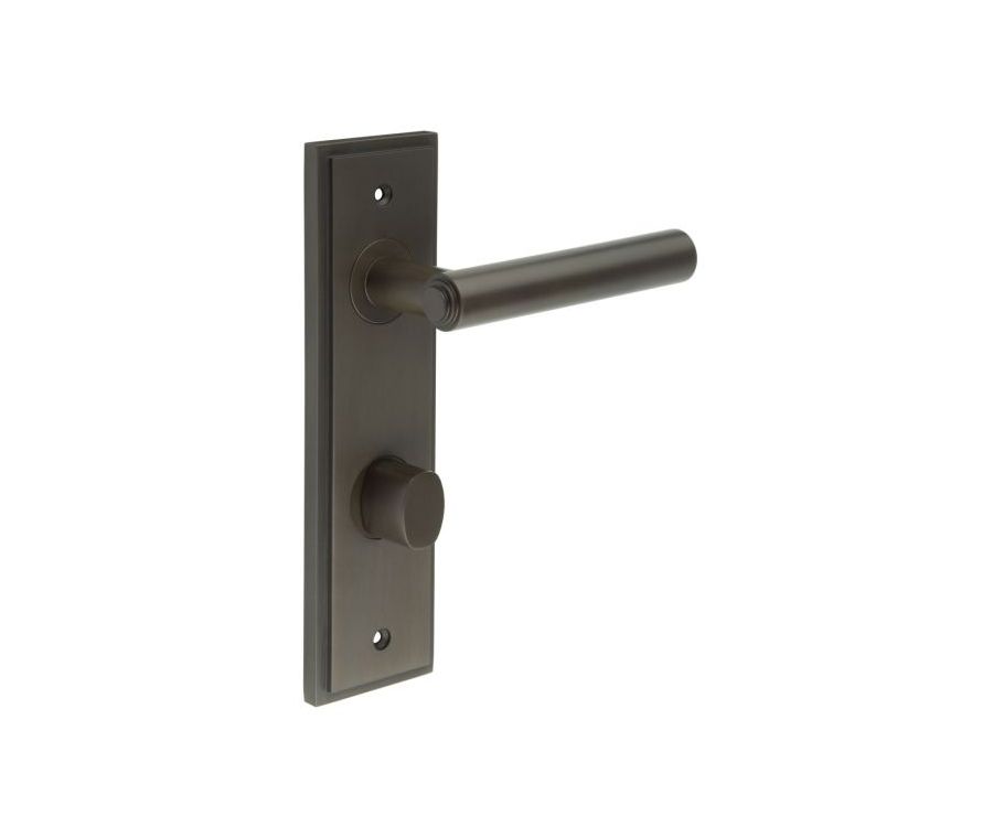 Set Burlington Dark Bronze Richmond Lever on Din Bathroom Lock Plate c/c 78mm  | BUR45-456-81DB
