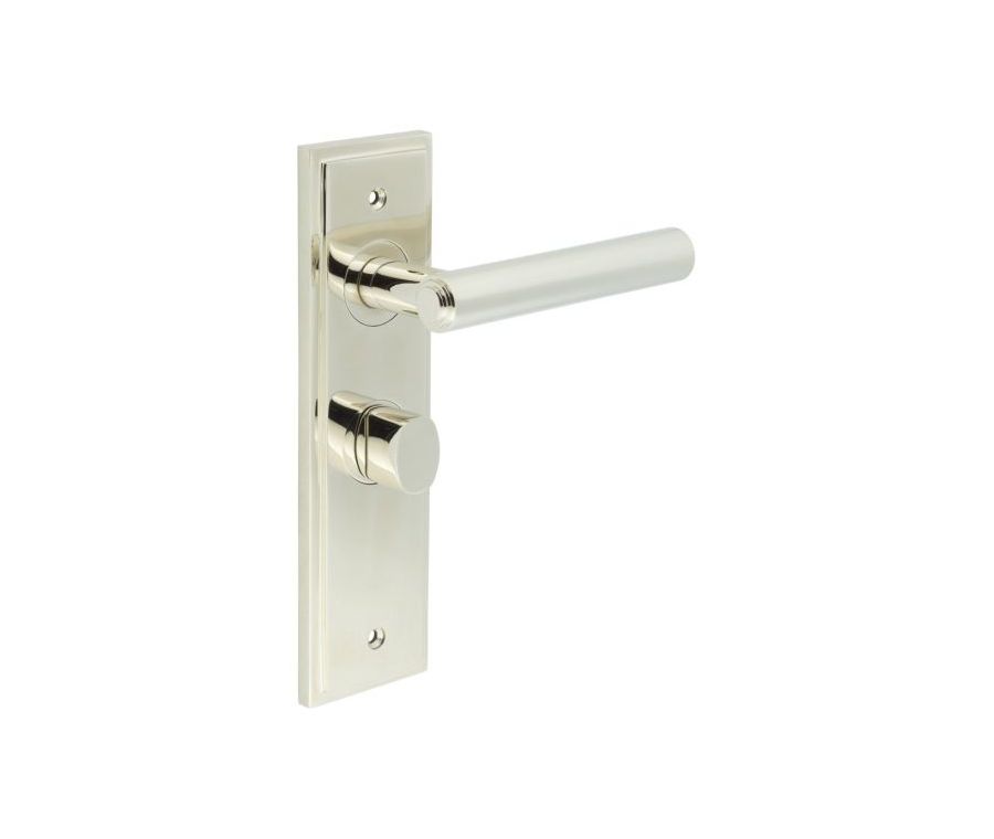 Set Burlington Polished Nickel Richmond Lever on Bathroom Lock Plate c/c 57mm  | BUR45-453-81PN