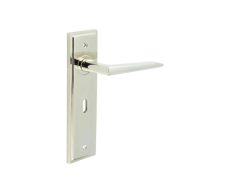 Set Burlington Polished Nickel Mayfair Lever on Key Lock Plate  | BUR10-451PN
