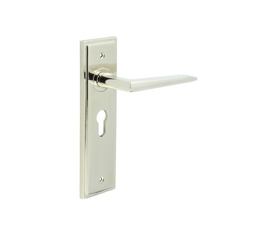 Set Burlington Polished Nickel Mayfair Lever on Euro Lock Plate c/c 47.5mm  | BUR10-454PN