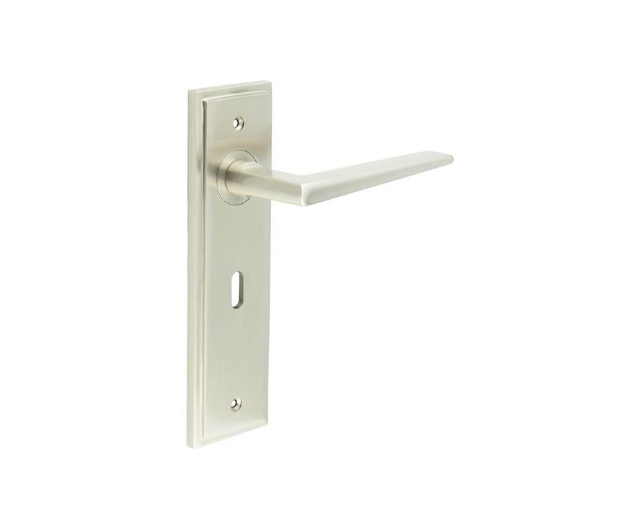 Set Burlington Satin Nickel Mayfair Lever on Key Lock Plate  | BUR10-451SN